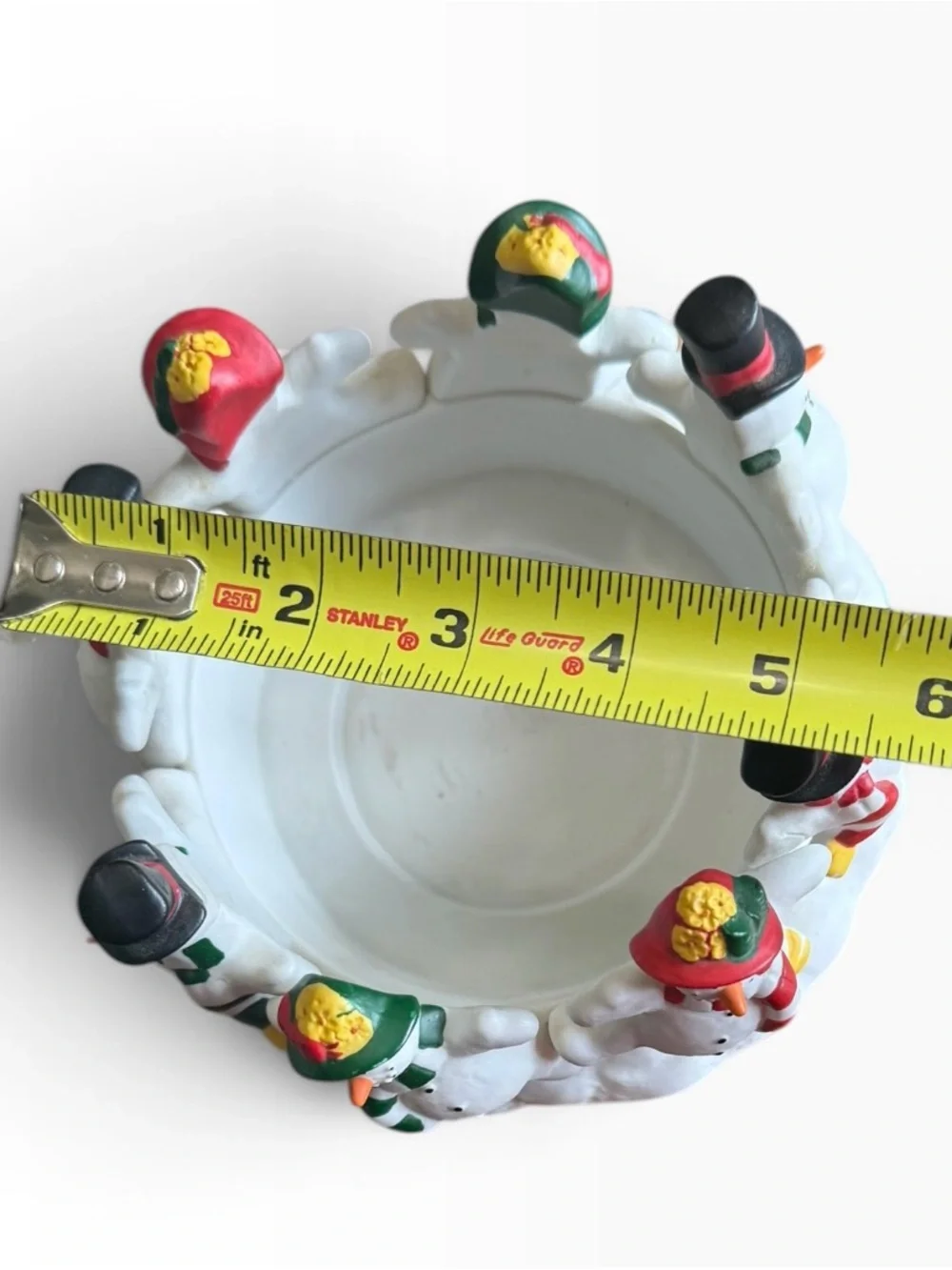 PartyLite P7436 Frolicking Frostys Snowman 3 Wick Candle Holder Ring -vintage